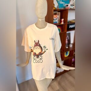 Loewe x Totoro Cream Short Sleeve Crew Neck Graphic Tee Shirt. Size XLarge